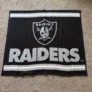 Vintage Las Vegas Raiders Throw Blanket NFL Football Black Gray Team Decor‎
